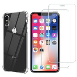 Kuori iPhone XS,iPhone X ja 2 suojakalvo - TPU - Läpinäkyvä