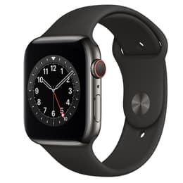 Apple Watch (Series 6) 2020 GPS 44 mm - Ruostumaton teräs Grafiitti - Sport loop Musta