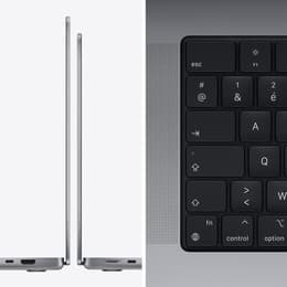 MacBook Pro 14" (2021) - Applen M1 Pro ‑siru jossa on 10-ytiminen prosessori ja 16-ytiminen näytönohjain - 16GB RAM - SSD 1000GB - AZERTY - Ranska