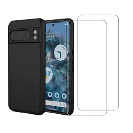 Kuori Google Pixel 8 Pro ja 2 suojakalvo - Silikoni - Musta