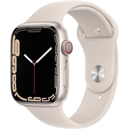 Apple Watch (Series 7) 2021 GPS + Cellular 45 mm - Alumiini Tähtivalkea - Sport band Tähti­valkea
