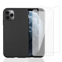 Kuori iPhone 11 Pro ja 2 suojakalvo - Luonnollinen materiaali - Musta