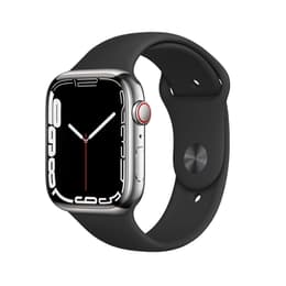 Apple Watch (Series 7) 2021 GPS + Cellular 45 mm - Titaani Hopea - Sport band Musta