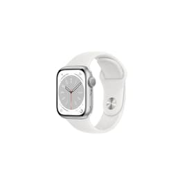 Apple Watch Series 8 (2022) GPS 41 mm - Alumiini Hopea - Sport band Valkoinen