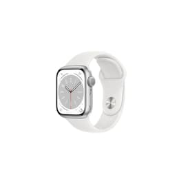 Apple Watch (Series 8) 2022 GPS 41 mm - Alumiini Hopea - Sport band Wit