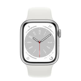 Apple Watch (Series 8) 2022 GPS 41 mm - Alumiini Hopea - Sport band Wit