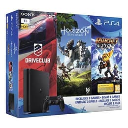PlayStation 4 Slim 1000GB - Musta + Horizon Zero Dawn + Ratchet & Clank + Drive Club