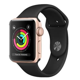 Apple Watch (Series 3) 2017 GPS 42 mm - Alumiini Kulta - Sport loop Musta