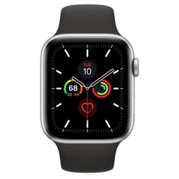 Apple Watch (Series 4) 2018 GPS 44 mm - Ruostumaton teräs Hopea - Sport loop Musta
