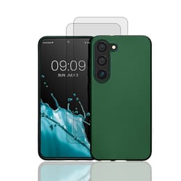 Kuori Galaxy S23+ ja 2 suojakalvo - Silikoni - Vihreä