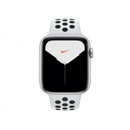 Apple Watch (Series 5) 2019 GPS 44 mm - Alumiini Hopea - Sport Nike Wit/Musta