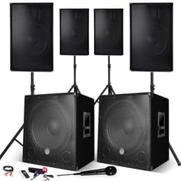 Bm Sonic Système Sonorisation 4400W Complet, 4 Enceintes, 2 Subwoofers USB/BLUETOOTH CABLE PC + Pieds, Prestations, Micro SONO DJ PA BAR Speaker Bluetooth - Musta