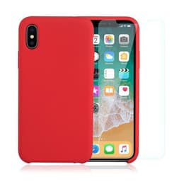 Kuori iPhone X/XS ja 2 suojakalvo - Silikoni - Punainen