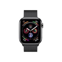 Apple Watch (Series 4) 2018 GPS 44 mm - Alumiini Tähtiharmaa - Milanolaisranneke Musta