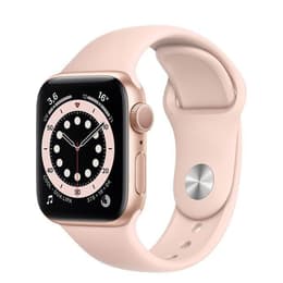 Apple Watch (Series 6) 2020 GPS + Cellular 40 mm - Ruostumaton teräs Kulta - Sport band Pinkki