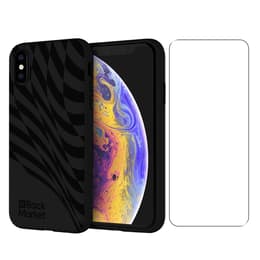 Back Market Kuori iPhone X/XS ja suojaava näyttö - 100% biohajoava - Musta - Aaltokuvio