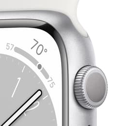 Apple Watch Series 9 (2023) GPS 45 mm - Alumiini Hopea - Sport band Valkoinen