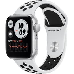 Apple Watch (Series SE) 2020 GPS 40 mm - Alumiini Hopea - Nike Sport band Wit/Musta