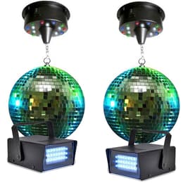2 Boules à facettes 20cm + moteurs 18 LED + 2 Mini strobe Lytor Audiotarvikkeet