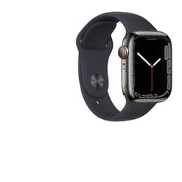 Apple Watch (Series 7) 2021 GPS + Cellular 45 mm - Ruostumaton teräs Grafiitti - Sport band Musta