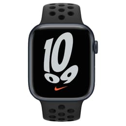 Apple Watch (Series 7) 2021 GPS 45 mm - Alumiini Keskiyö - Nike Sport band Musta