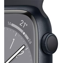 Apple Watch (Series 8) 2022 GPS 45 mm - Alumiini Keskiyö - Sport band Musta