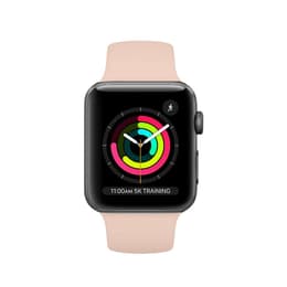 Apple Watch (Series 3) 2017 GPS 38 mm - Alumiini Tähtiharmaa - Sport loop Pinkki