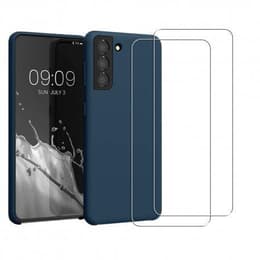 Kuori Galaxy S21+ 5G ja 2 suojakalvo - Silikoni - Laivastonsininen