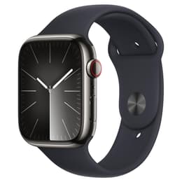 Apple Watch Series 9 (2023) GPS + Cellular 45 mm - Ruostumaton teräs Grafiitti - Sport band Midnight