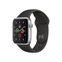 Apple Watch (Series 5) 2019 GPS 40 mm - Alumiini Hopea - Sport band Musta