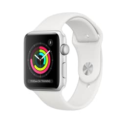 Apple Watch (Series 3) 2017 GPS 42 mm - Alumiini Hopea - Sport band Wit
