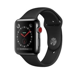 Apple Watch (Series 3) 2017 GPS 38 mm - Ruostumaton teräs Musta - Sport band Musta