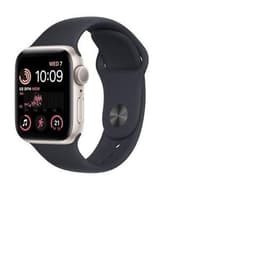 Apple Watch Series SE 2 (2022) GPS 44 mm - Alumiini Tähtivalkea - Sport band Musta
