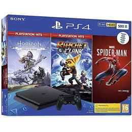 PlayStation 4 Slim 500GB - Musta + Marvel’s Spider-Man + Horizon Zero Dawn + Ratchet & Clank