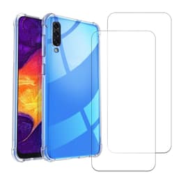 Kuori Galaxy A50 ja 2 suojakalvo - TPU - Läpinäkyvä