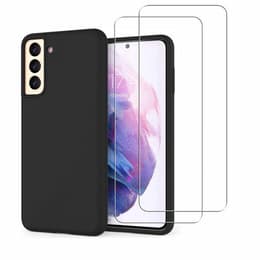 Kuori Galaxy S21 5G ja 2 suojakalvo - Silikoni - Musta