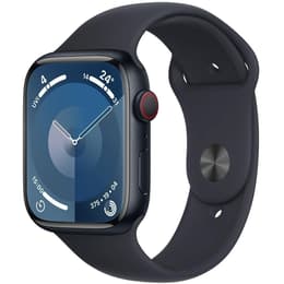 Apple Watch (Series 8) 2023 GPS + Cellular 45 mm - Alumiini Keskiyö - Sport band Musta
