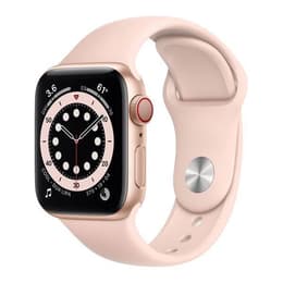 Apple Watch (Series 6) 2020 GPS + Cellular 44 mm - Ruostumaton teräs Kulta - Sport band Pinkki