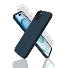 Kuori iPhone 15+ ja 2 suojakalvo - Silikoni - Sininen