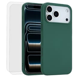Kuori iPhone 17 Pro Max ja 2 suojakalvo - Silikoni - Vihreä