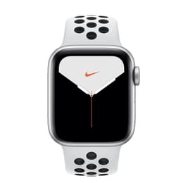 Apple Watch (Series 5) 2019 GPS 40 mm - Alumiini Hopea - Nike Sport band Puhdas platina / Musta
