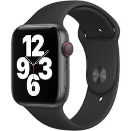 Apple Watch (Series 4) 2018 GPS + Cellular 44 mm - Ruostumaton teräs Harmaa - Sport band Musta