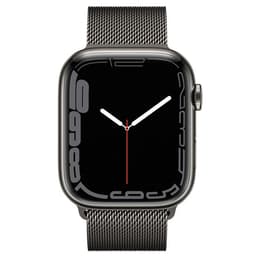 Apple Watch (Series 7) 2021 GPS + Cellular 45 mm - Ruostumaton teräs Grafiitti - Milanese loop Harmaa