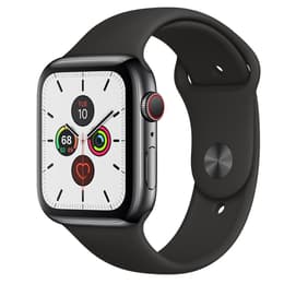 Apple Watch (Series 5) 2019 GPS + Cellular 44 mm - Ruostumaton teräs Avaruusmusta (Space black) - Sport band Musta