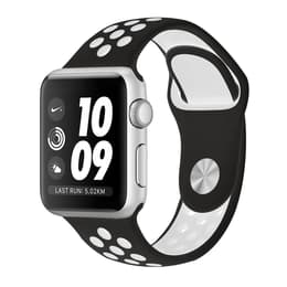 Apple Watch (Series 3) 2017 GPS 38 mm - Alumiini Hopea - Sport Nike Musta/Wit