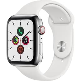 Apple Watch (Series 5) 2019 GPS + Cellular 44 mm - Ruostumaton teräs Hopea - Sport loop Wit