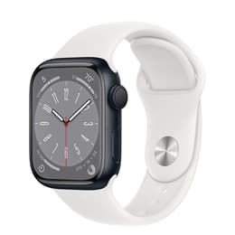 Apple Watch Series 8 (2022) GPS + Cellular 45 mm - Alumiini Keskiyö - Sport band Valkoinen