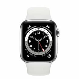 Apple Watch Series 6 (2020) GPS + Cellular 40 mm - Ruostumaton teräs Hopea - Sport band Valkoinen