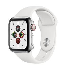Apple Watch (Series 5) 2019 GPS + Cellular 40 mm - Ruostumaton teräs Hopea - Sport loop Wit