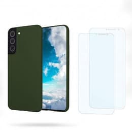 Kuori Galaxy S22 5G ja 2 suojakalvo - Silikoni - Vihreä